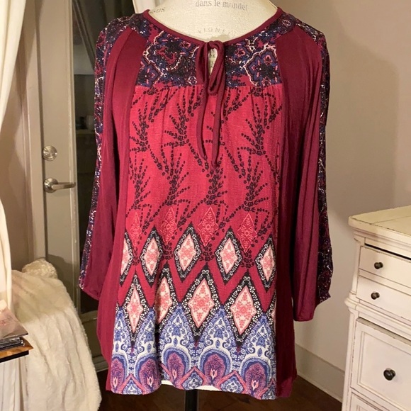 fig and flower Tops - Fig & Flower plum maroon top women’s blouse Small​​